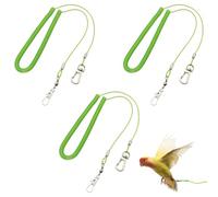 3 Pz Corda Volante per Pappagallo, Catena da 5 m per piede di pappagallo per addestramento al volo, guinzaglio per pappagalli, imbracatura da allenamento con cordino elastico anti-morso(verde)