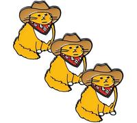 3 pz Cowboy Cat Pin Animale Cappello Spille Camicia Risvolto