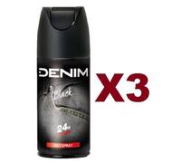 3 PZ DENIM BLACK DEODORANTE SPRAY 150ML DEO BODY 24H