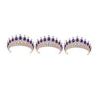 3 Pz Diamantata a Goccia D'acqua Accessori Per Da Principessa Per Ragazze Copricapo Di Strass Per Le Donne Accessorio Per Sposa Corone Lega Di Zinco Blue FRCOLOR
