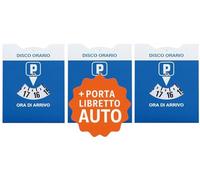 3 PZ - Disco Orario Auto MAXI + Porta Documenti Auto in Plastica Blu + Busta Protettiva in PVC - 15x12 CM - BENESSERE In Linea® - Parchimetro Disco Orario Italiano x Auto e Moto - Accessori macchina