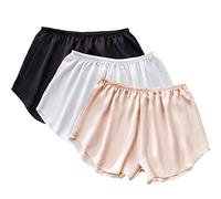 3 Pz Donne Slip Shorts Pettipants per le Donne Culottes Raso Slips Pantaloncini Sotto Abiti Mezza Slips Mini Pantaloni Bloomer, Rosa, nero, bianco, Medium