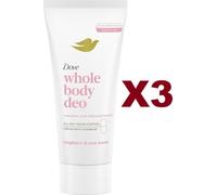 3 PZ DOVE WHOLE BODY DEODORANTE CREMA CORPO RASPBERRY E ROSE SCENT 75ML