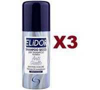 3 PZ ELIDOR SHAMPOO SECCO ANTI GIALLO RAVVIVA COLORE VOLUME & LUCENTEZZA 100ML