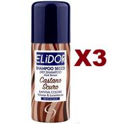 3 PZ ELIDOR SHAMPOO SECCO CASTANO SCURO RAVVIVA COLORE VOLUME & LUCENTEZZA 100ML