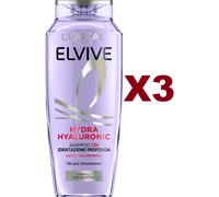 3 PZ ELVIVE L'OREAL PARIS SHAMPOO 72H HYDRA HYALURONIC CAPELLI DANNEGGIATI 300ML
