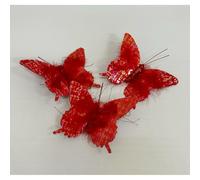 3 PZ FARFALLA rossa con clip da appendere DECORAZIONE ALBERO DI NATALE 1C86