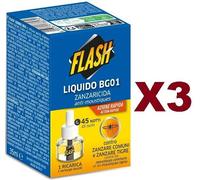 3 PZ FLASH BG01 LIQUIDO RICARICA 45 NOTTI PROTEZIONE ANTI-ZANZARE TIGRE E COMUNI