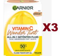 3 PZ GARNIER VITAMINA C WONDER TINT FLUIDO COLORATO 3 IN 1 SPF 50+ MEDIUM 40ML