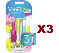 3 PZ GILLETTE VENUS TROPICAL DA 3 RASOI USA E GETTA CON 3 LAME STRISCIA CON ALOE
