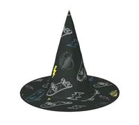 3 pz Halloween Hat - Graffiti Skateboard Stampa Streghe Decor Party Witch Costume Strega Punta, Cappello Corno A Punta, Regalo Festivo