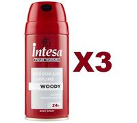 3 PZ INTESA POUR HOMME DEODORANT PARFUME WOODY BODY SPRAY 150ML