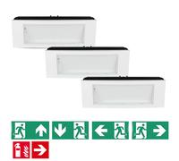 3 pz Lampada Emergenza Uscita Sicurezza Incasso Luce Bianca Indicatori Direzione