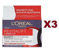 3 PZ L'OREAL REVITALIFT LASER X3 DISCHETTI ANTI-ETA PEELING 30 PEZZI
