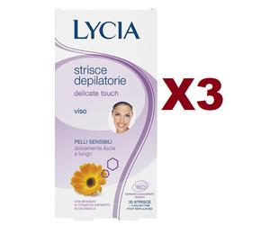 3 PZ LYCIA STRISCE DEPILATORIE DELICATE TOUCH VISO PELLI SENSIBILI DA 20