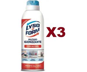 3 PZ LYSO FORM MULTIUSO IGIENIZZANTE CON ALCOOL SPRAY 300ML OGGETTI TESSUTI