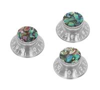 3 Pz Manopole Volume e Tono Spline Top Hat per Chitarra Elettrica Les Paul, Trasparenti con Scritta Bianca, Ricambio in Acrilico Effetto Madreperla