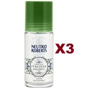 3 PZ NEUTRO ROBERTS DEO ROLL-ON DOLOMITI MAGNOLIA E MUSCHIO BIANCO 50ML