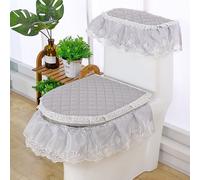 3 Pz Pizzo Bagno Wc Coprisedile Imbottito Coperchio Protezione Rete Cerniera