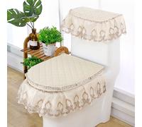 3 Pz Pizzo Bagno Wc Coprisedile Imbottito Coperchio Protezione Rete Cerniera