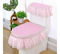 3 Pz Pizzo Bagno Wc Coprisedile Imbottito Coperchio Protezione Rete Cerniera