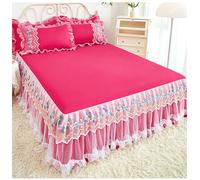 3 Pz Pizzo Letto Gonna Federe Set Ruffle Rete Floreale Copriletto Copri Telone