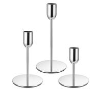 3 Pz Porta Candele da Tavolo Moderno, Portacandele Argento, Portacandele da Tavolo Coniche argento, Candelabro Vintage in Metallo Decorazioni per Casa, Centrotavola per Feste di Matrimonio