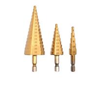 3 pz Punta trapano cono conica hss fresa gradini attacco esagonale 1/4"