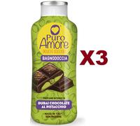 3 PZ PURO AMORE BAGNODOCCIA DOLCI COCCOLE DUBAI CHOCOLATE AL PISTACCHIO 650 ML