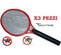 3 PZ RACCHETTA RICARICABILE FULMINA ZANZARE INSETTI MOSCHE ELETTRICO CAMPEGGIO