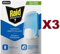 3 PZ RAID TRAPPOLA INSETTI VOLANTI ATTRAE E INTRAPPOLA MOSCERINI MOSCHE E TARME