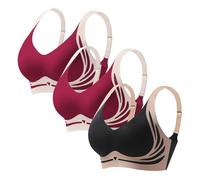 3 Pz Reggiseno Potente per Le Donne Senza Ferretto Reggiseni Senza Ferretto Confortevole Copertura Completa Schiena Lisciante Bralette Da Donna Reggiseni Sportivi, Viola, L