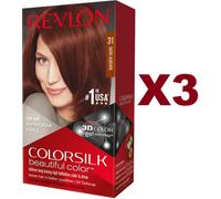 3 PZ REVLON COLORSILK TINTA PER CAPELLI COLORE 31 BIONDO RAME SCURO