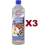 3 PZ RHUTTEN DISSOLVI CAPELLI DISGORGANTE LIQUIDO PER DOCCE VASCHE LAVANDINI 1LT