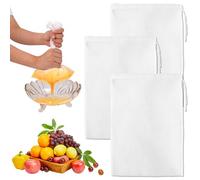 3 Pz Sacchetti per Latte di Noci, Sacchetti in Tela di Formaggio di Nylon Riutilizzabili da 30x20 cm Sacchetti con Filtro a Rete per Filtrare Succhi Latte di Noci Yogurt Caffè Burro Tofu