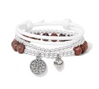 3 Pz/set Albero della Vita Bracciale Albero Verde Naturale Agata Pietra Bead String Bangle, Pietra