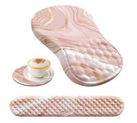 3 pz/set Memory Foam Pad poggiapolsi tappetino per mouse portabicchieri alleviare l'affaticamento da uso prolungato del computer poggiapolsi in memory foam