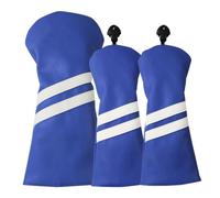 3 Pz/set PU Impermeabile Golf Club Copertura Testa Rotante Targa Leggero Addensato Peluche Cuciture Fine Protezione Legno Blu