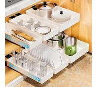 3 pz/set Scatola di Immagazzinaggio Della Cucina con Binario Scorrevole estraibile Armadio Rack di Immagazzinaggio Spezie dispensa Scaffali Cassetto Organizzatore Della Cucina Baske BIANCO