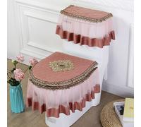 3 Pz / Set Toilette Coprisedile Europeo Pizzo Rete Cerniera Coperchio Protezione