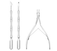 3 Pz/set Trimmer Cuticole Con Spingicuticole E Forbici Rimozione Cuticole In Acciaio Inox Manicure Strumento Cura Delle Unghie