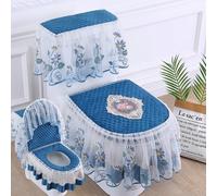 3 Pz / Set Velluto Copriwater Cover Cerniera Coperchio Pastiglie Protezione