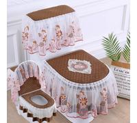 3 Pz / Set Velluto Copriwater Cover Cerniera Coperchio Pastiglie Protezione