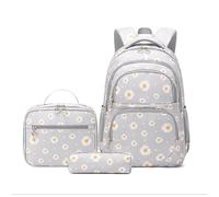 3 pz/set zaino scuola per bambini per ragazze adolescenti gioventù borsa per la scuola lunchbox studente con astuccio, Grigio, L, Cartoni