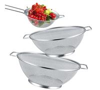 3 Pz Setaccio in Acciaio Inox, Scolapasta Colino da Cucina in Acciaio Inossidabile, Colapasta in Rete Microforato con Doppio Manico, per Pasta Verdura Frutta Cibo, Ø 24,5 cm & Ø 21,5 cm