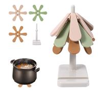 3 Pz Sottopentola per Piatti Caldi, 3 Strati + 1 Supporto Sottopentola per Piatti Caldi in Silicone Set di Sottopentola a Forma di Albero Impilabile Presine per Piano di Lavoro per Cucina
