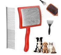 3 Pz Spazzola per Cani da Toeletta, Cardatore per Cani Pelo Lungo | Spazzola Slicker per Cani in Acciaio Inox, Spazzola Curva Soft Slicker, Spazzola Lisciante per Catti per Tutti i Tipi di Pelo