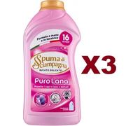 3 PZ SPUMA DI SCIAMPAGNA DETERSIVO PER BUCATO LIQUIDO DELICATO LANA 16 LAV 800ML