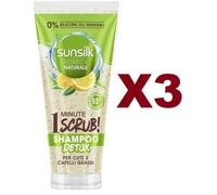 3pz SUNSILK SHAMPOO DETOX 1 minute SCRUBS tutti i capelli 200ml Assortiti