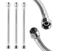 3 Pz Tubo Flessibile da 3/8 Pollici, Tubo Armato 3/8" Femmina x Maschio, Tubi Flessibile in Acciaio Inox da 20 cm per Rubinetto della Valvola Angolare, Prolunga Rubinetto